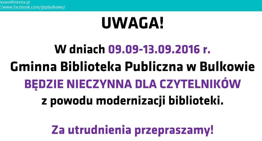 Gminna Biblioteka Publiczna w Bulkowie Wyszogród  | e-Wyszogrod.pl
